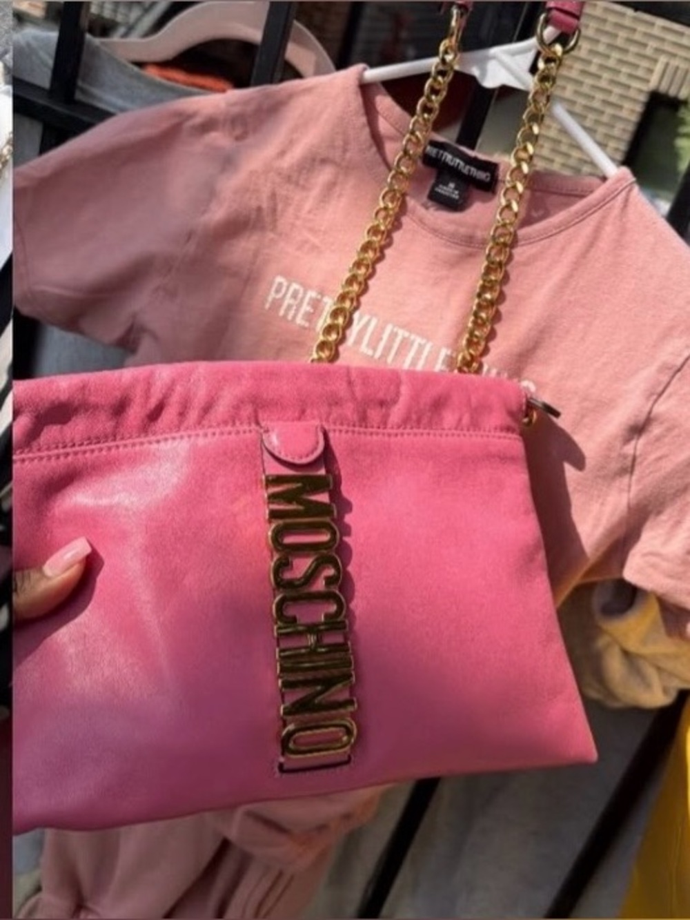 MOSCHINO COUTURE PINK LEATHER STATEMENT BAG